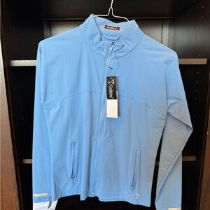 Blue High Collar Windbreaker with Slim Fit